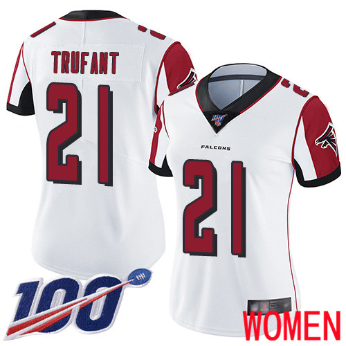 Atlanta Falcons Limited White Women Desmond Trufant Road Jersey NFL Football 21 100th Season Vapor Untouchable